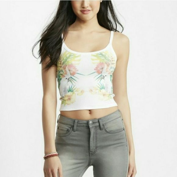 Aeropostale White Cockatoo Bird‎ Midriff Tank Top - Picture 1 of 5